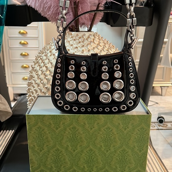 LIMITED GUCCI black and silver chain Gucci bag with Swarovski crystals. BNIB - Picture 5 of 10